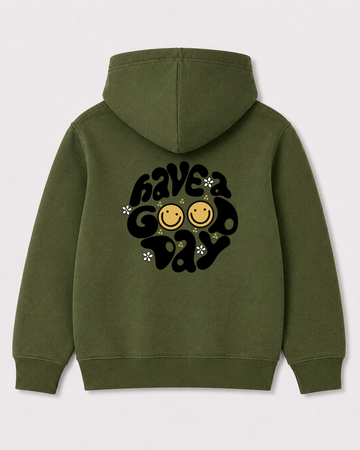 Olive green hoodie back 3021