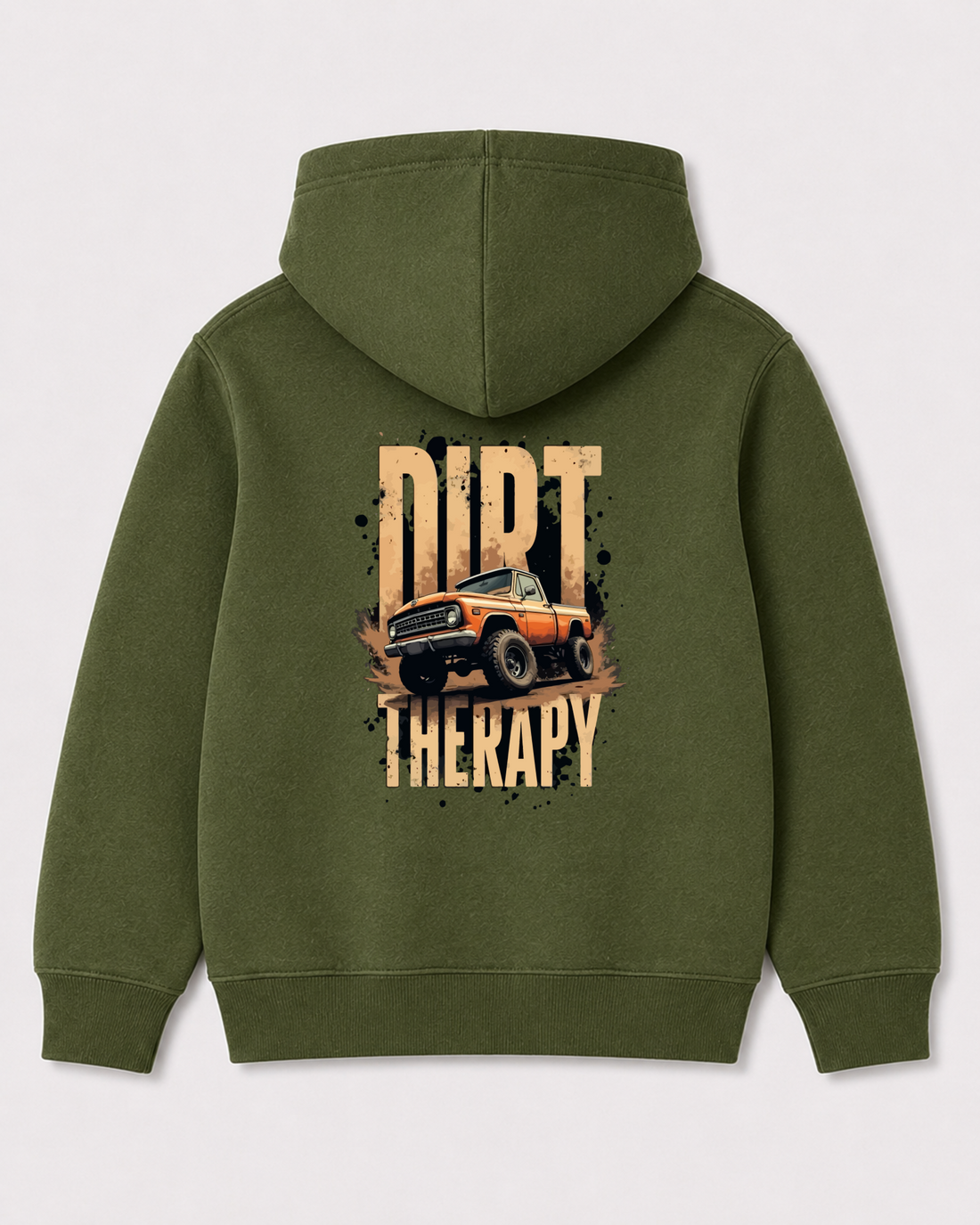 Olive green hoodie back 3023
