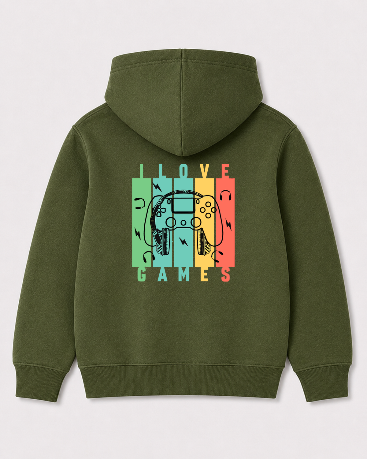 Olive green hoodie back 3026
