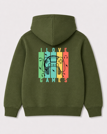Olive green hoodie back 3026