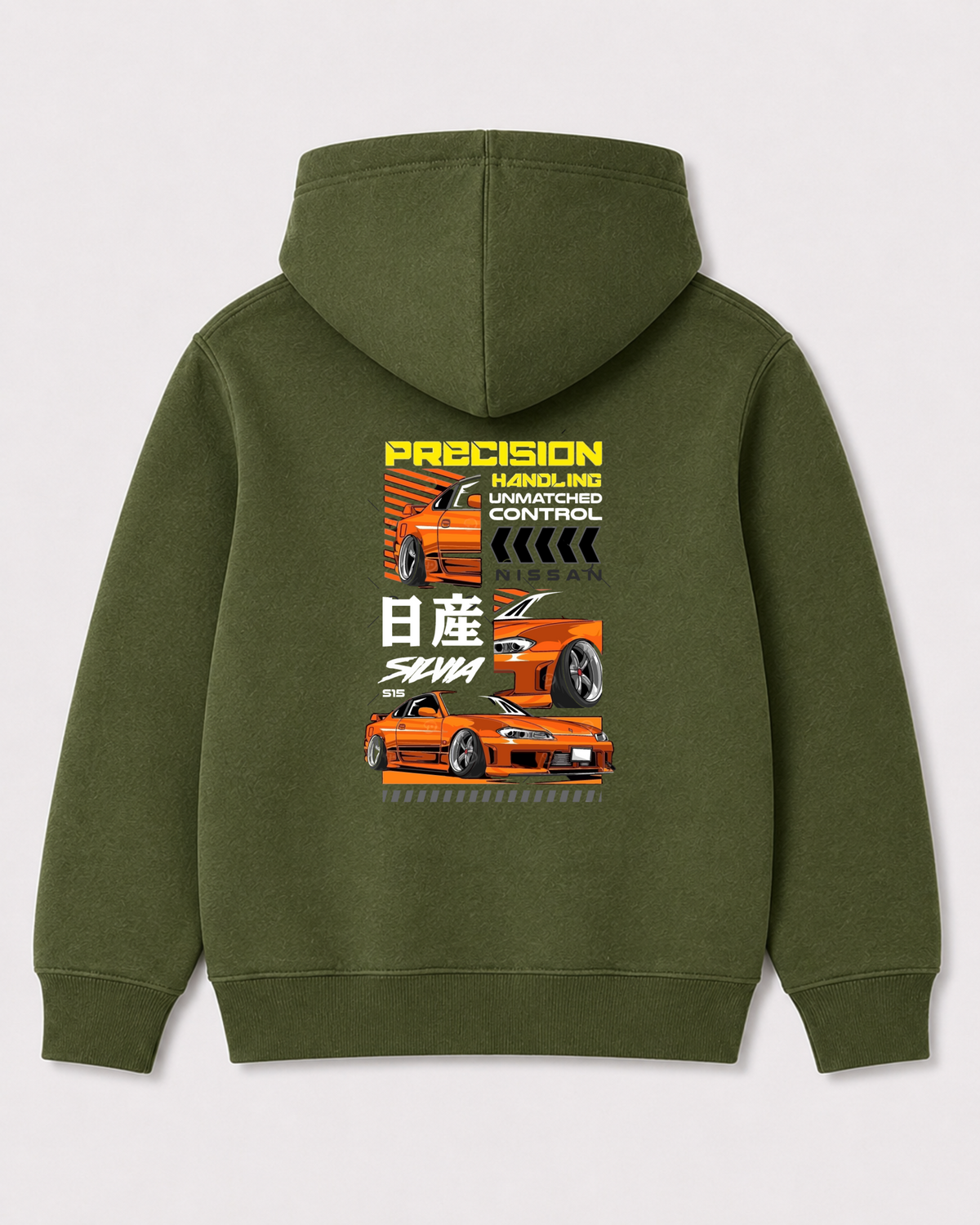 Olive green hoodie back 3031