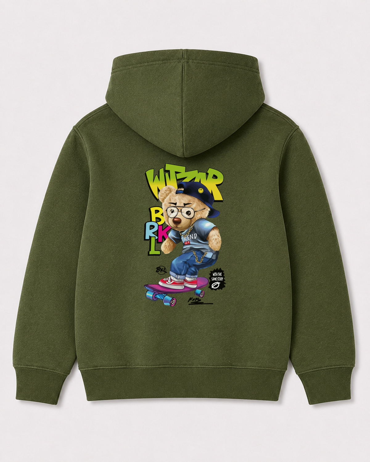 Olive green hoodie back 3046
