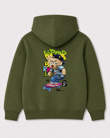 Olive green hoodie back 3046