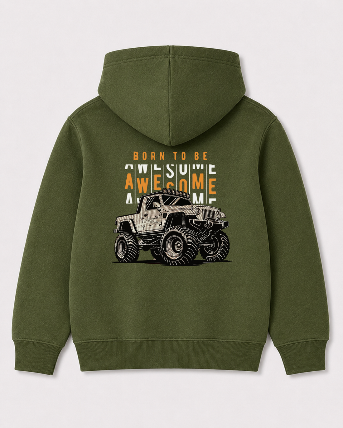 Olive green hoodie back 3047