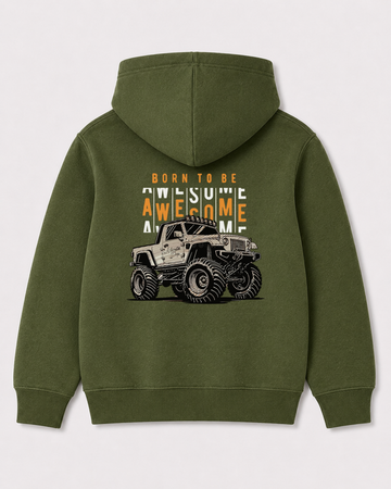 Olive green hoodie back 3047
