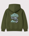 Olive green hoodie back 3055