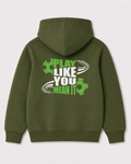 Olive green hoodie back 3066