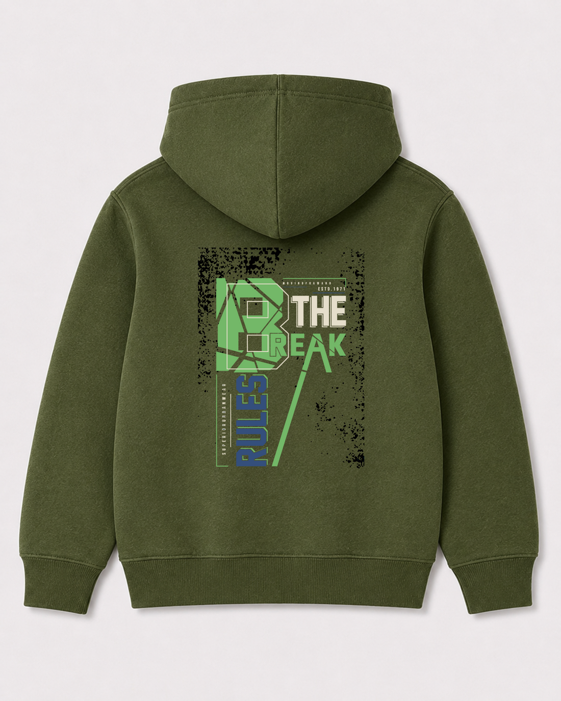 Olive green hoodie back 3069