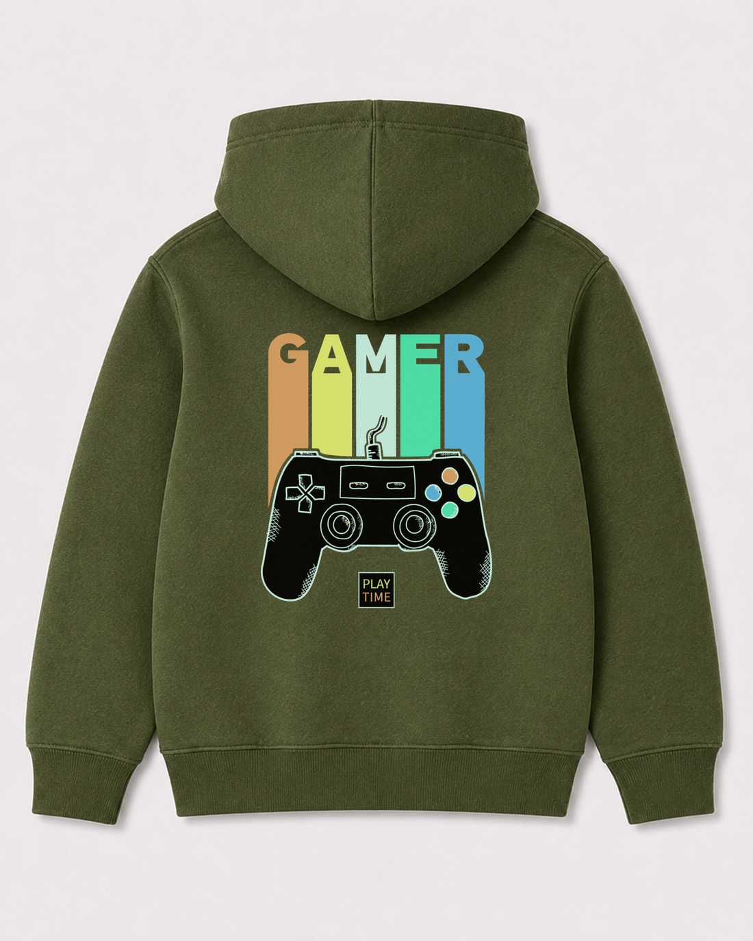 Olive green hoodie back 3070