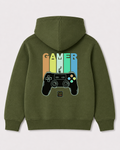 Olive green hoodie back 3070