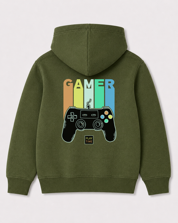 Olive green hoodie back 3070