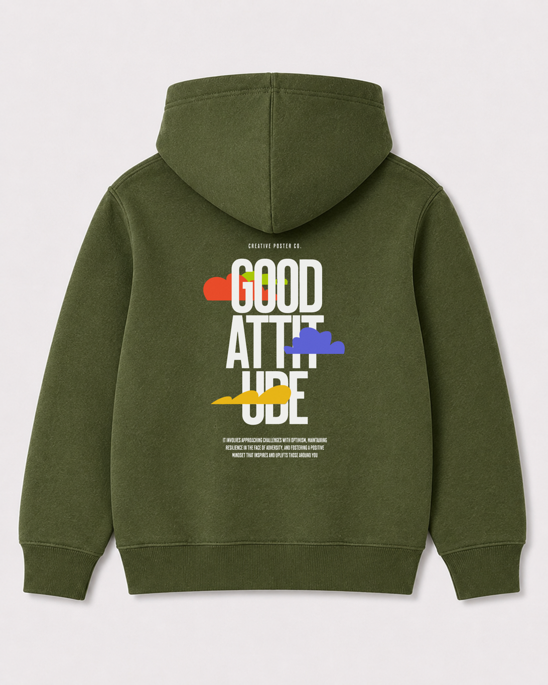 Olive green hoodie back 3071