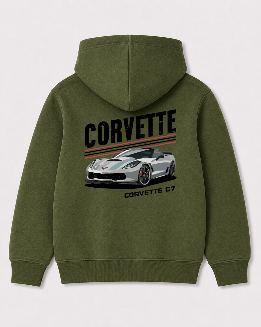 Olive green hoodie back 3075