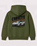 Olive green hoodie back 3075
