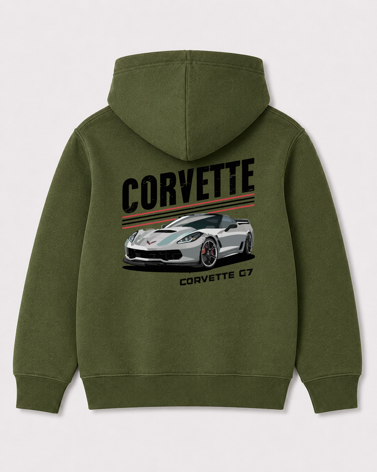 Olive green hoodie back 3075