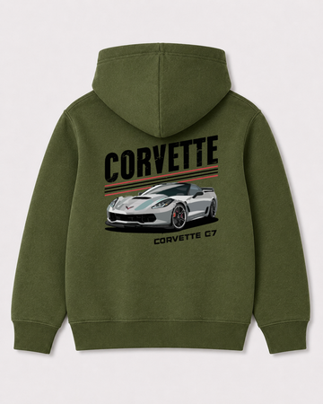 Olive green hoodie back 3075