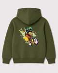 Olive green hoodie back 3076