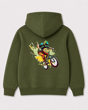 Olive green hoodie back 3076