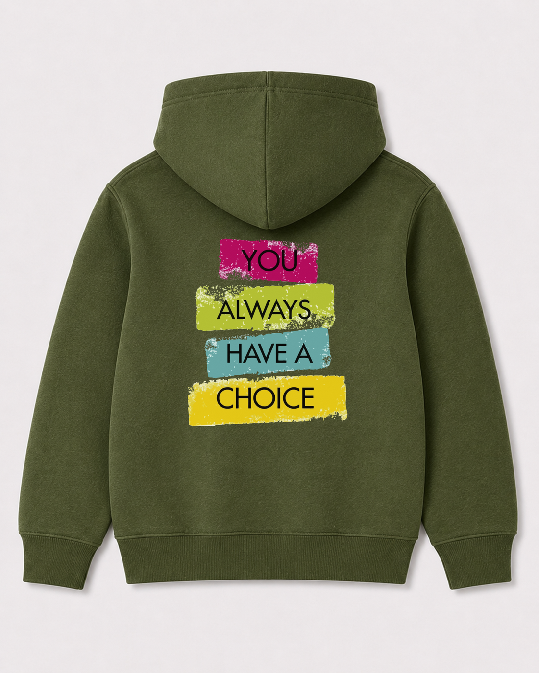 Olive green hoodie back 3079