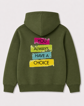 Olive green hoodie back 3079