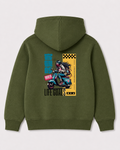 Olive green hoodie back 3081