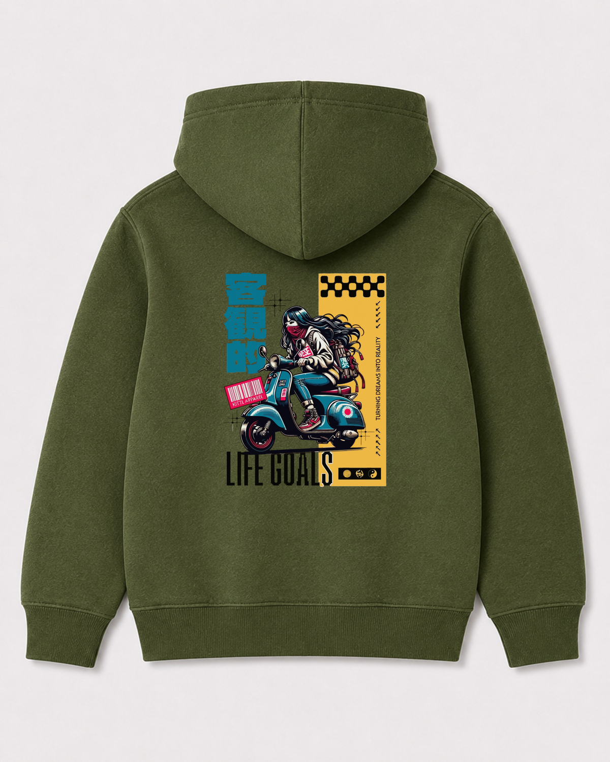 Olive green hoodie back 3081
