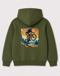 Olive green hoodie back 3084
