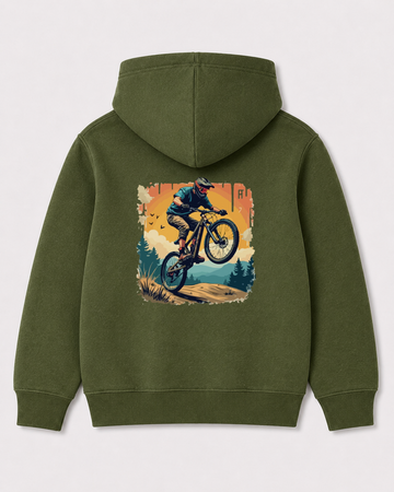 Olive green hoodie back 3084