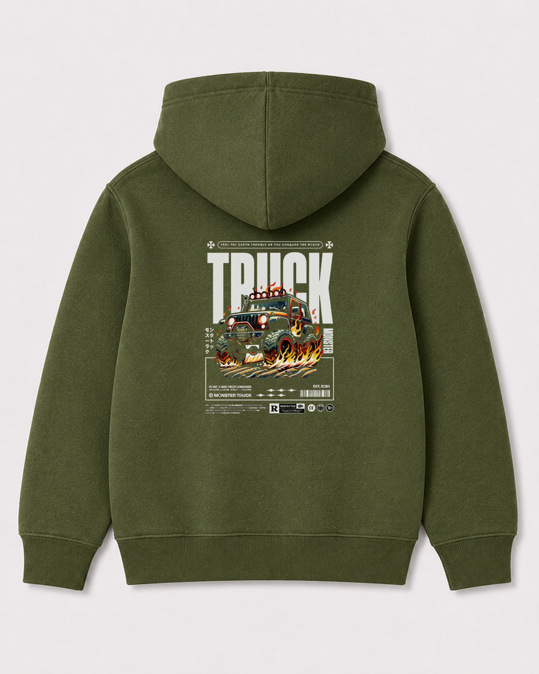 Olive green hoodie back 3089