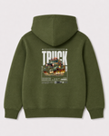 Olive green hoodie back 3089