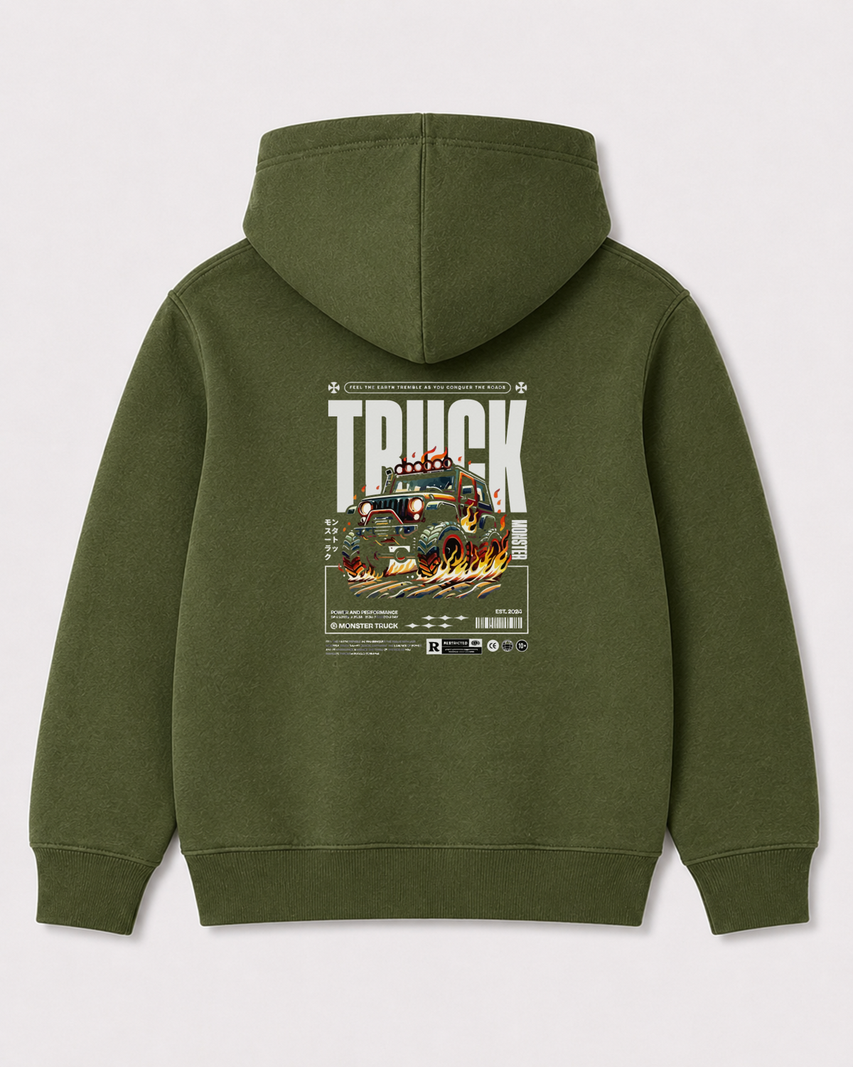 Olive green hoodie back 3089