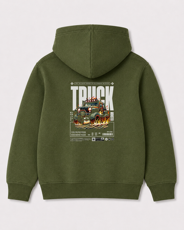 Olive green hoodie back 3089