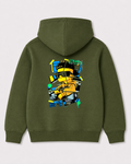 Olive green hoodie back 3097