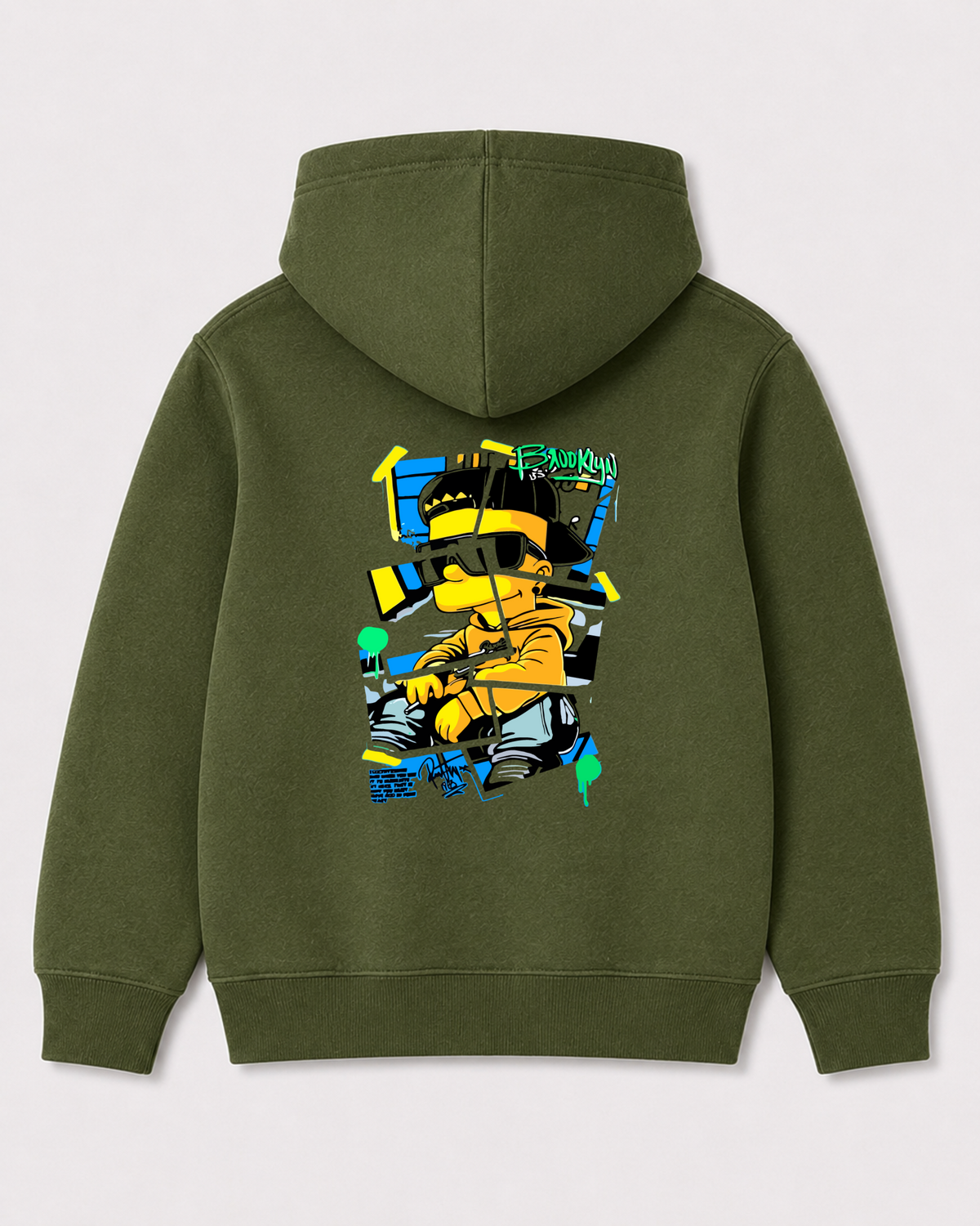 Olive green hoodie back 3097