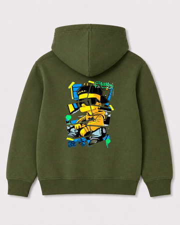 Olive green hoodie back 3097