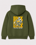 Olive green hoodie back 3099