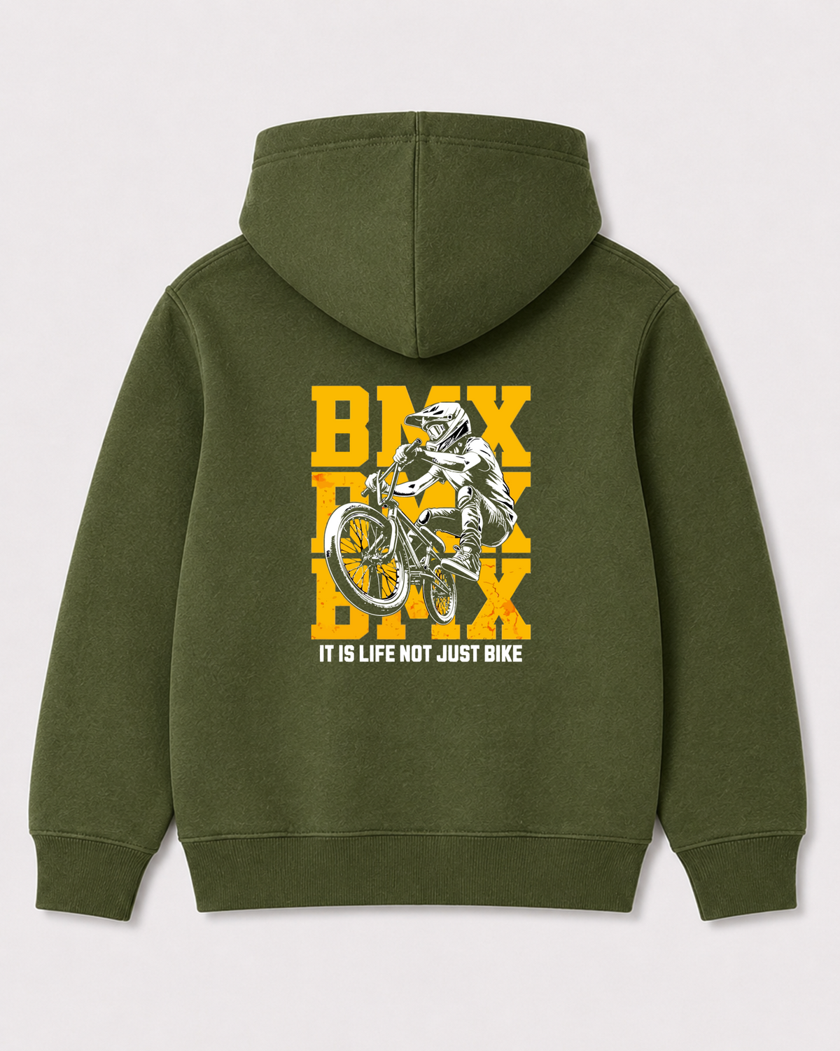 Olive green hoodie back 3099