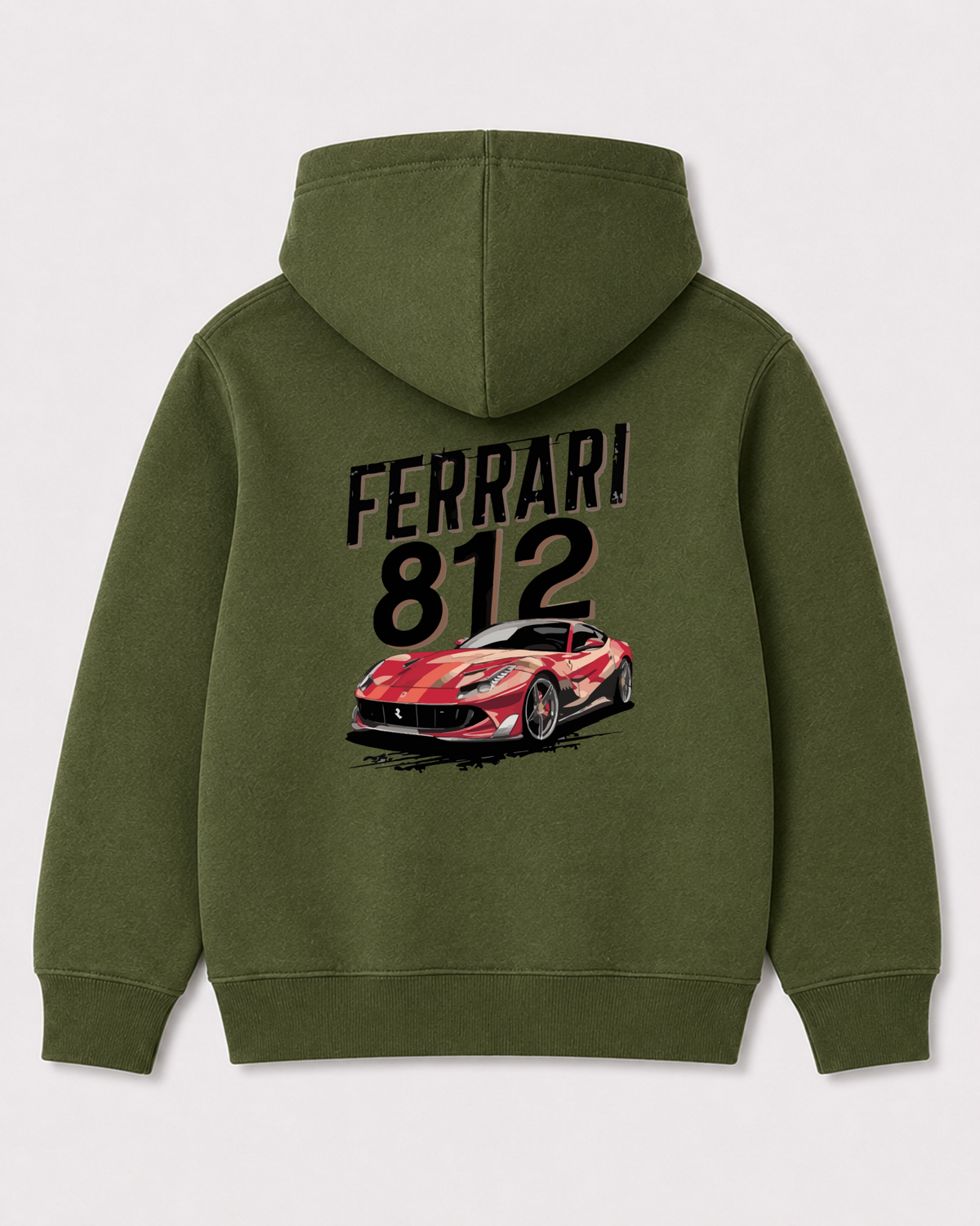Olive green hoodie back 3121