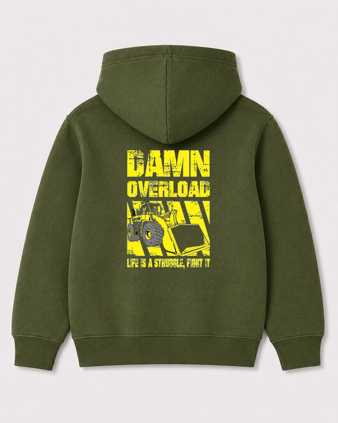 Olive green hoodie back 3127
