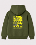 Olive green hoodie back 3127