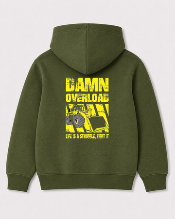 Olive green hoodie back 3127