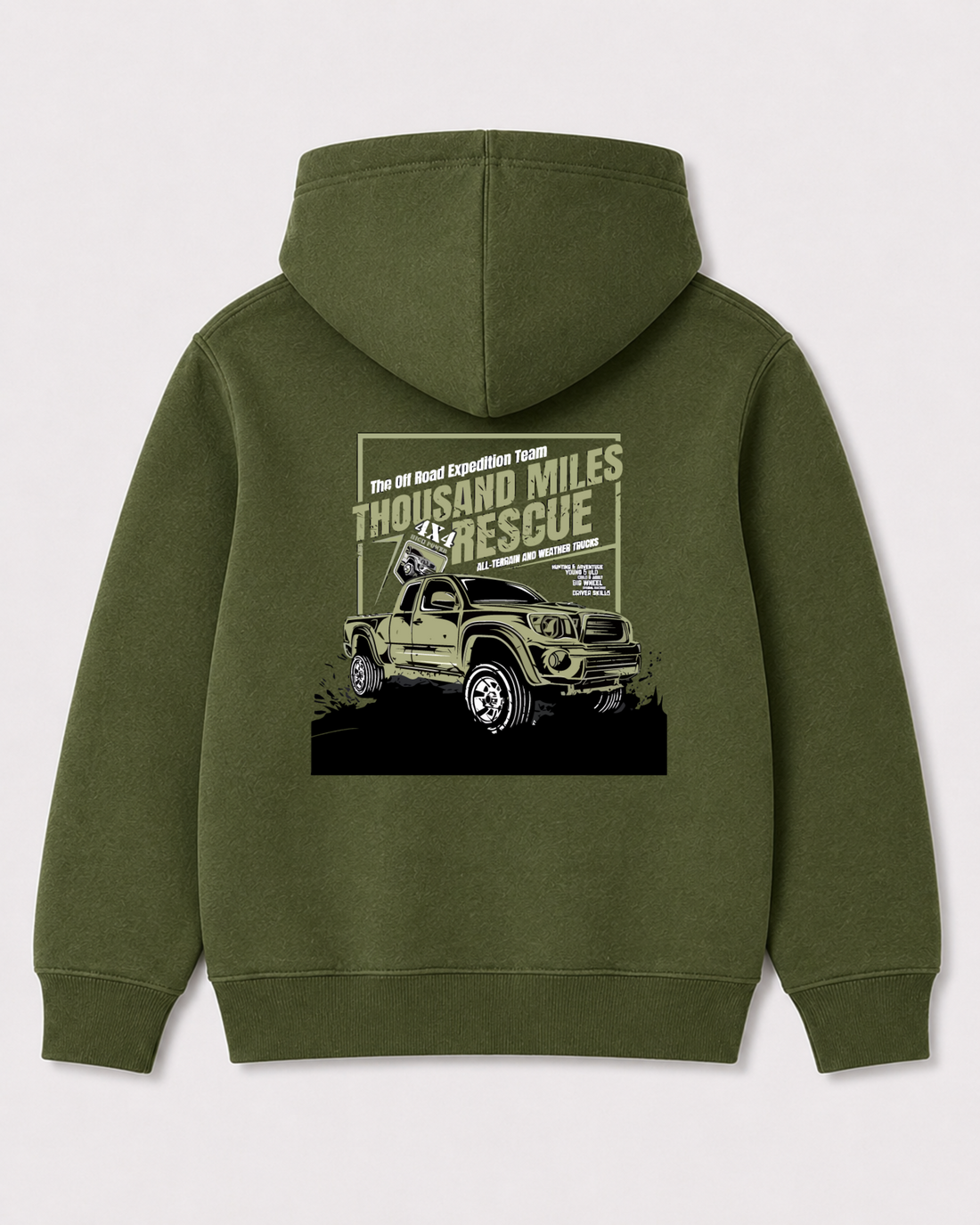 Olive green hoodie back 3135