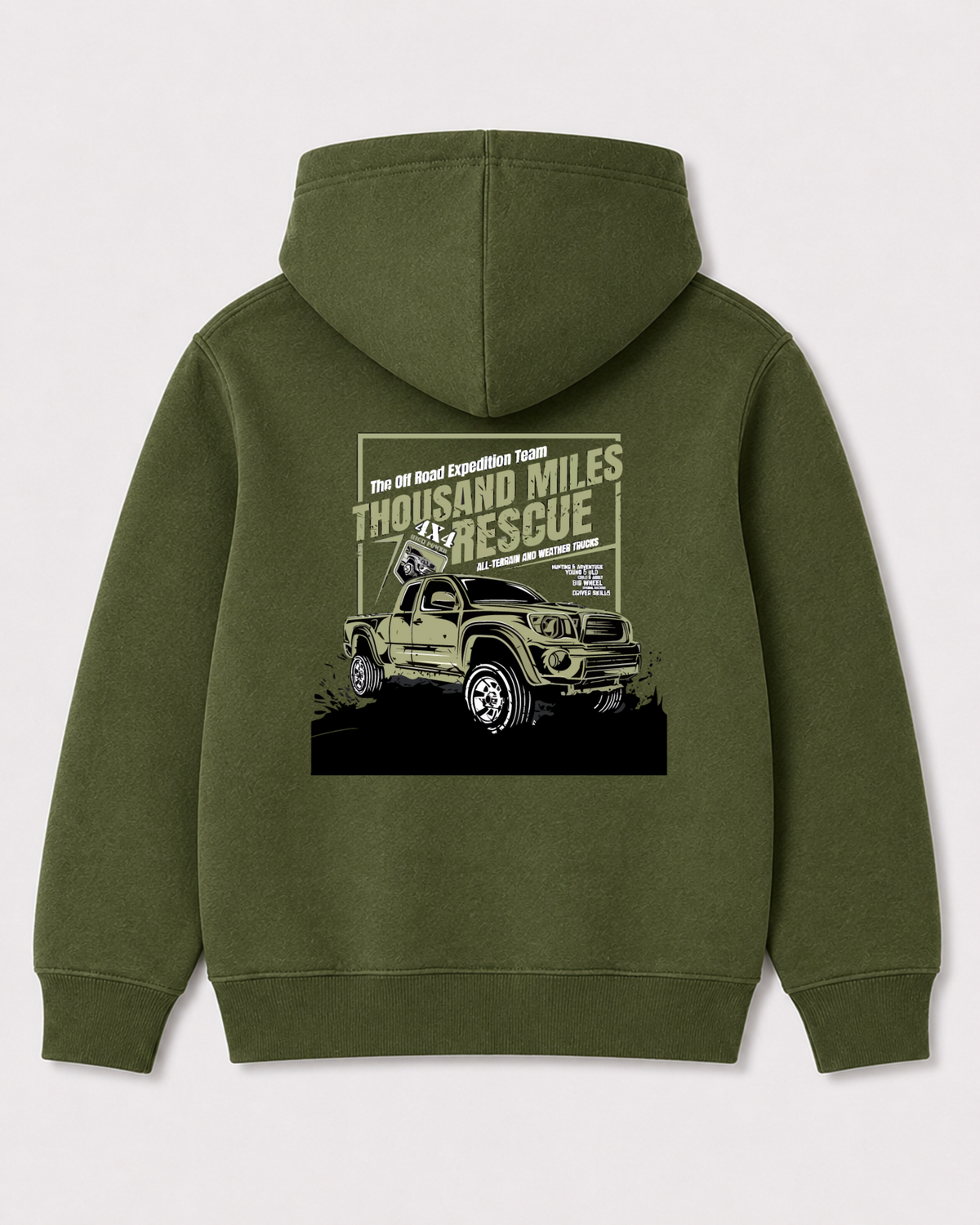 Olive green hoodie back 3135