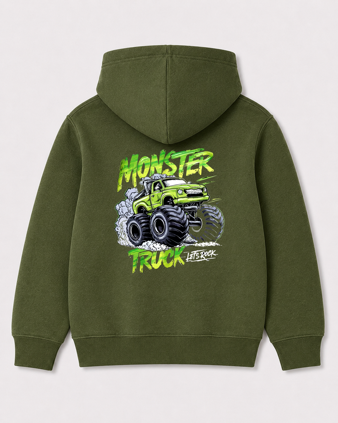 Olive green hoodie back 3139