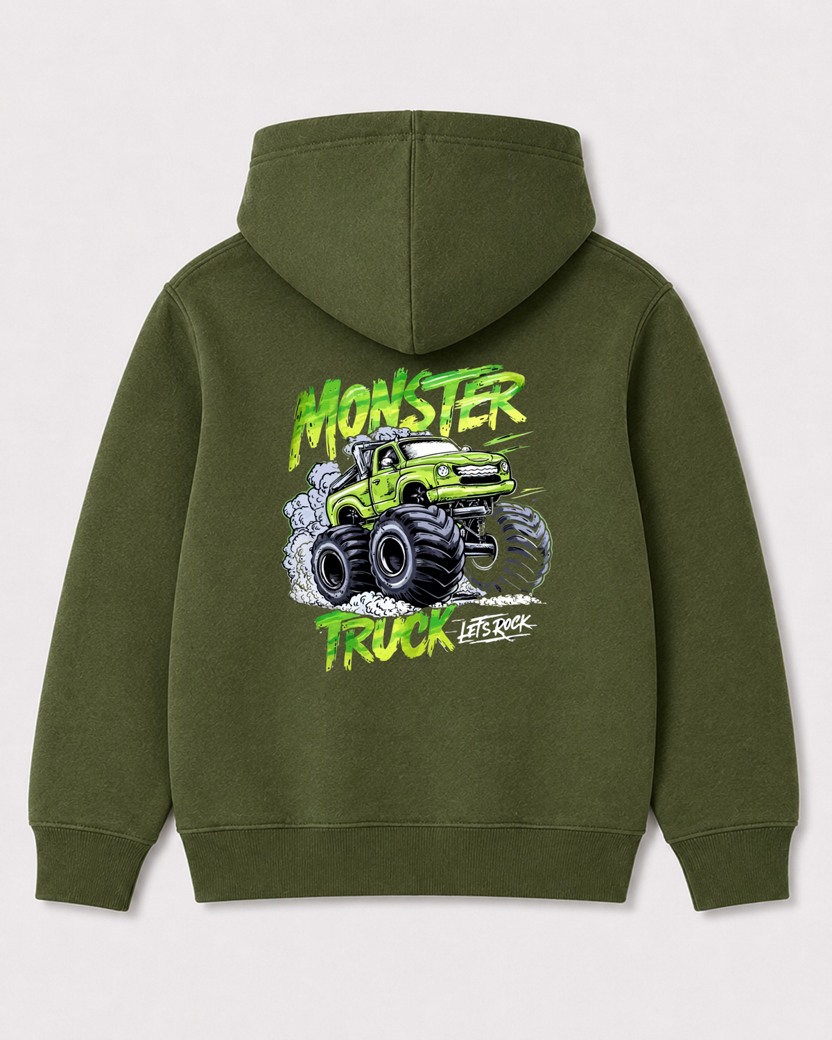 Olive green hoodie back 3139