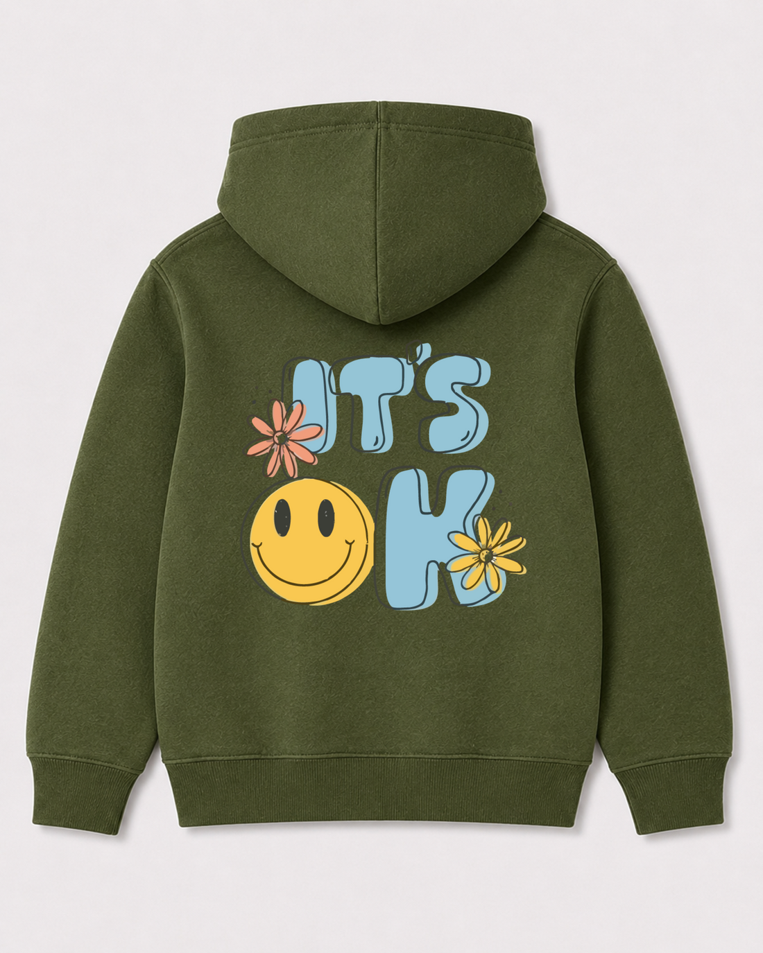 Olive green hoodie back 3143
