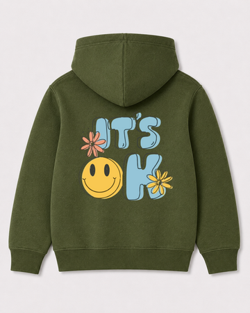 Olive green hoodie back 3143