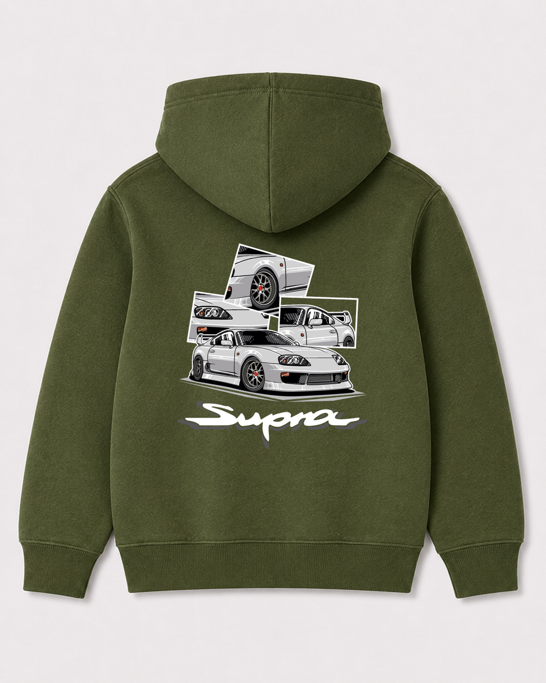 Olive green hoodie back 3162