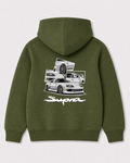 Olive green hoodie back 3162