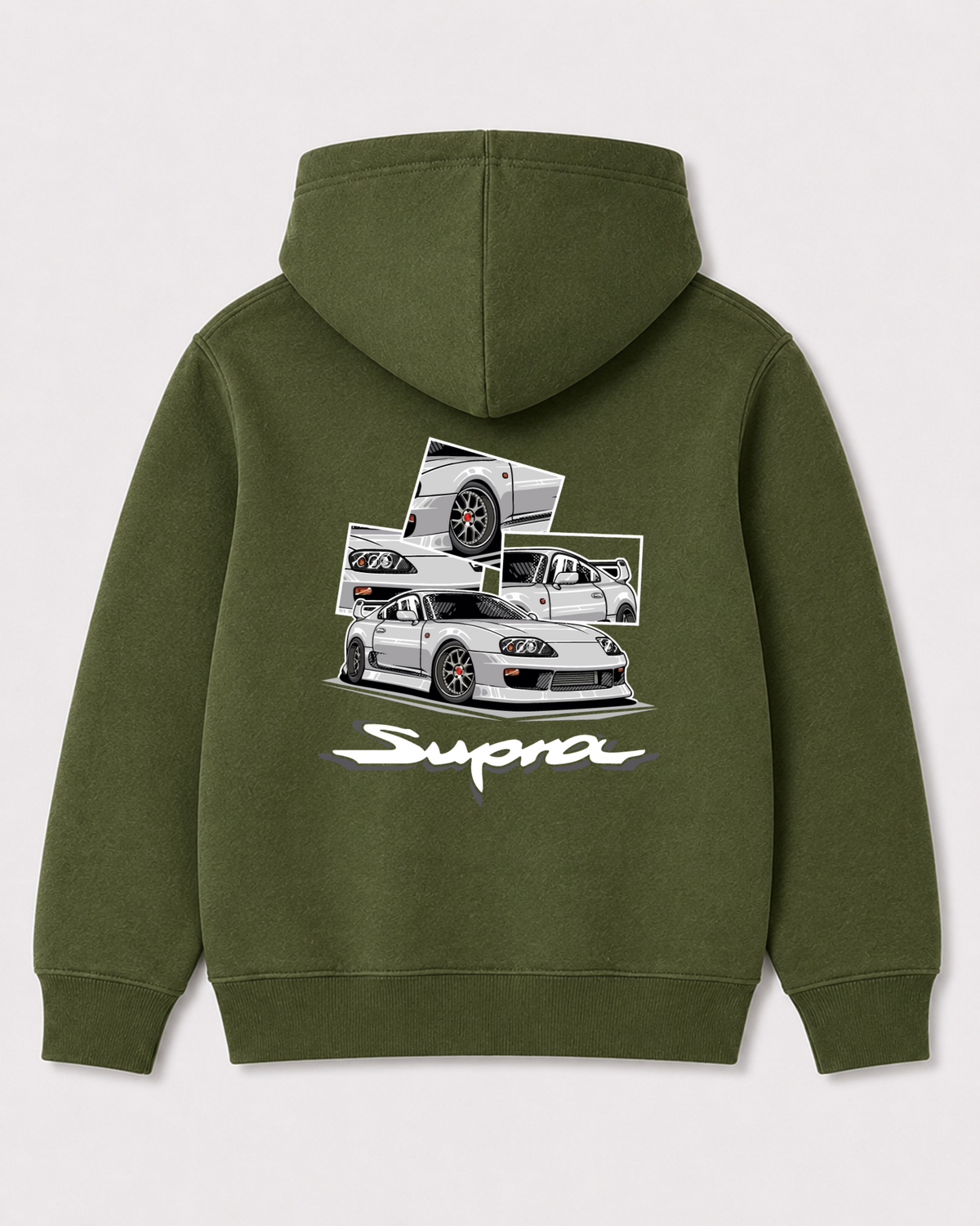Olive green hoodie back 3162